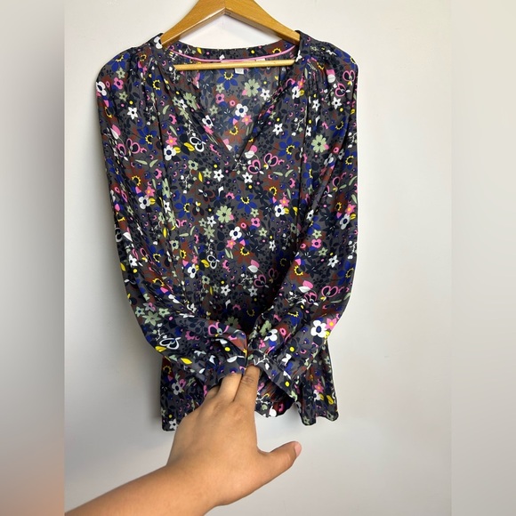 Boden Floral Women's Top Blouse Plus Size 16-18 Satin Elegant Feminine Summer - Picture 3 of 11